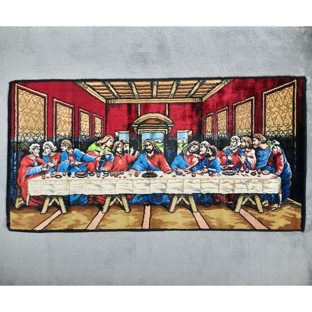 Vintage‎ The Last Supper Jesus Tapestry Wall Hanging Art Religious Made in Italy